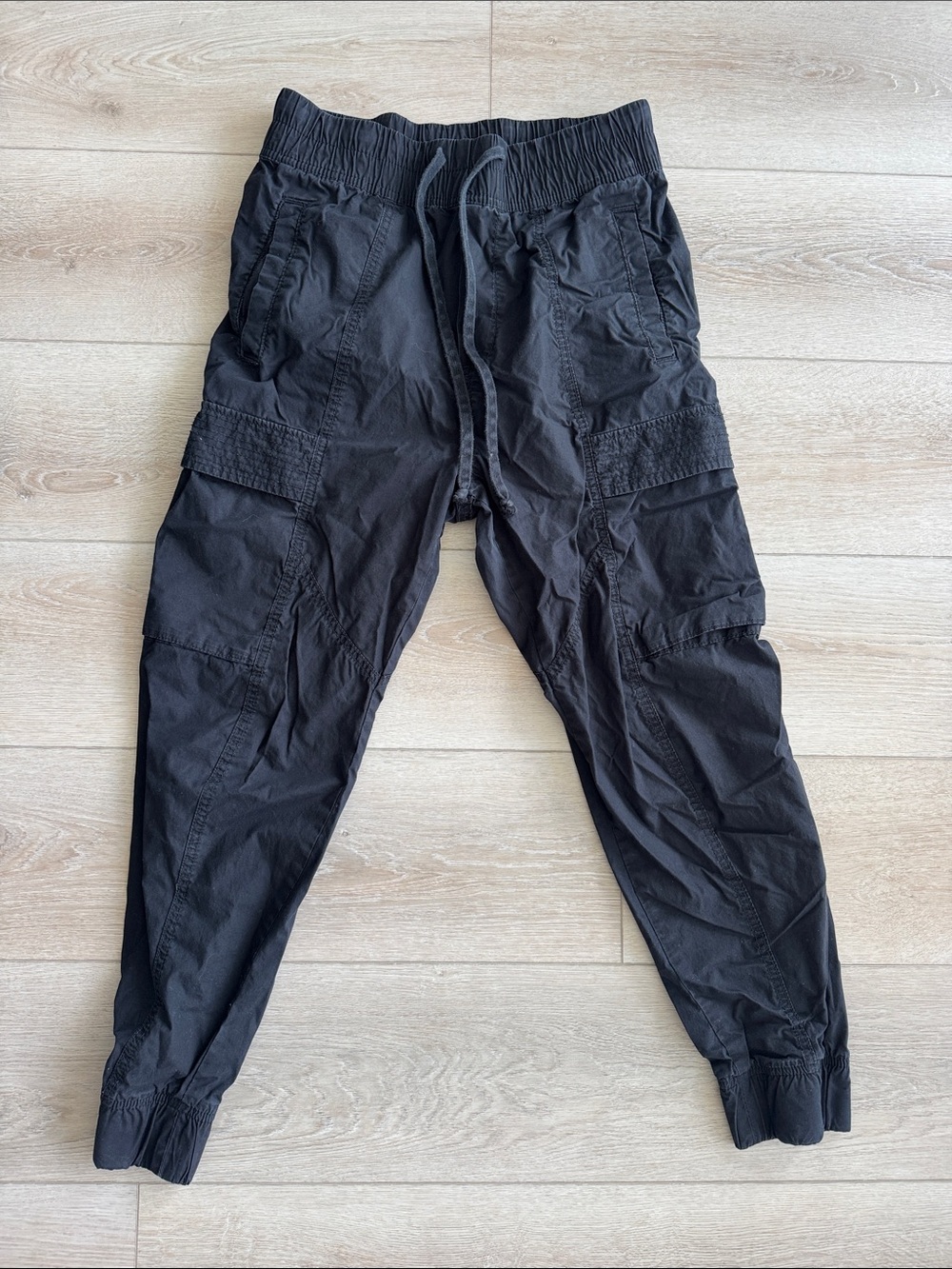 Black cotton cargo pants